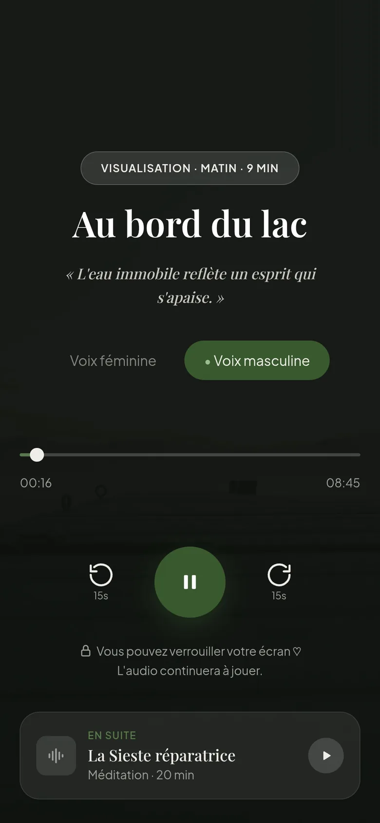 Le lecteur réel Spots Zen en cours de lecture